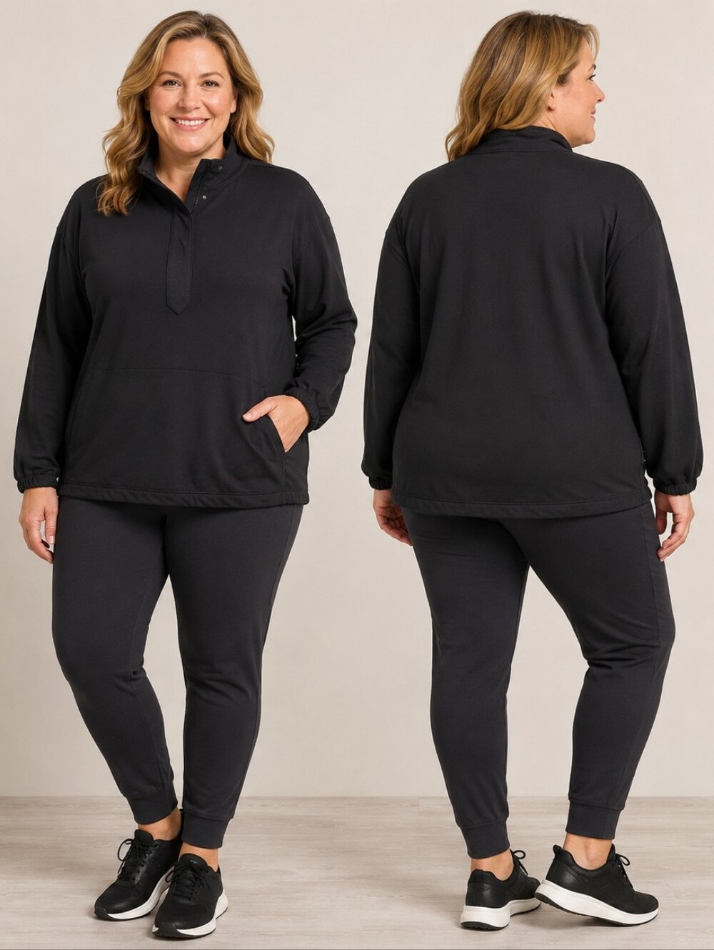 Lands’ End Women’s 2X Black Athleisure Pullover Jacket 20W-22W